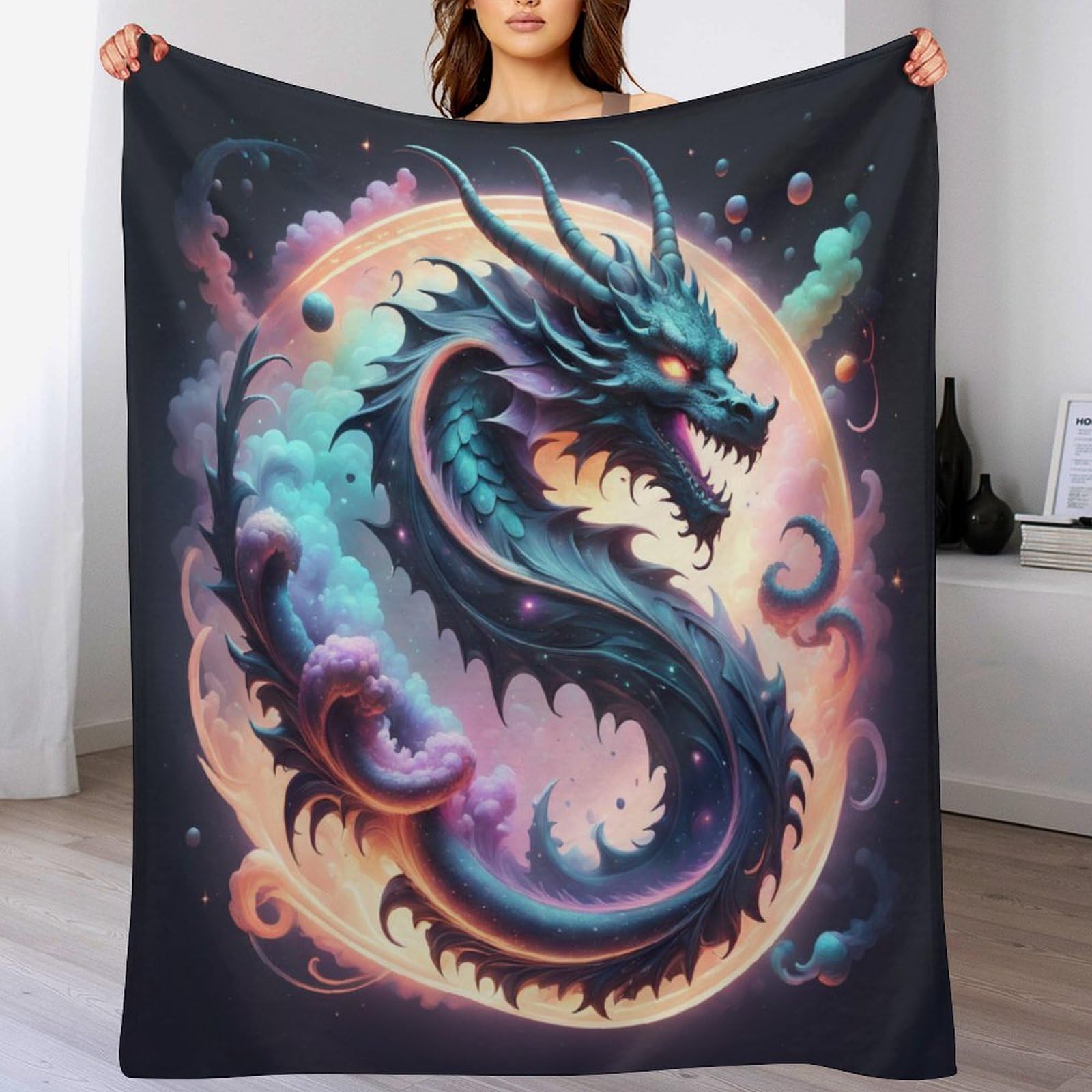 Couverture polaire dragon en flanelle douce haut de gamme pour literie élégante