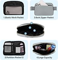 Vista 23 de Riñonera cruzada para mujeres y hombres, bolsa para cinturón para senderismo con correa ajustable, riñonera para correr, entrenamiento, deportes