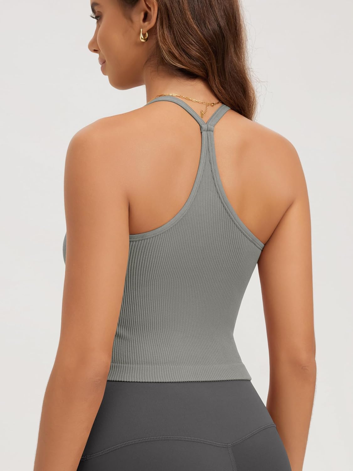 ODODOS Seamless Sweetheart Neck Crop Tank for Women Ribbed Strappy Racerback Cropped Cami Tops - Image 4