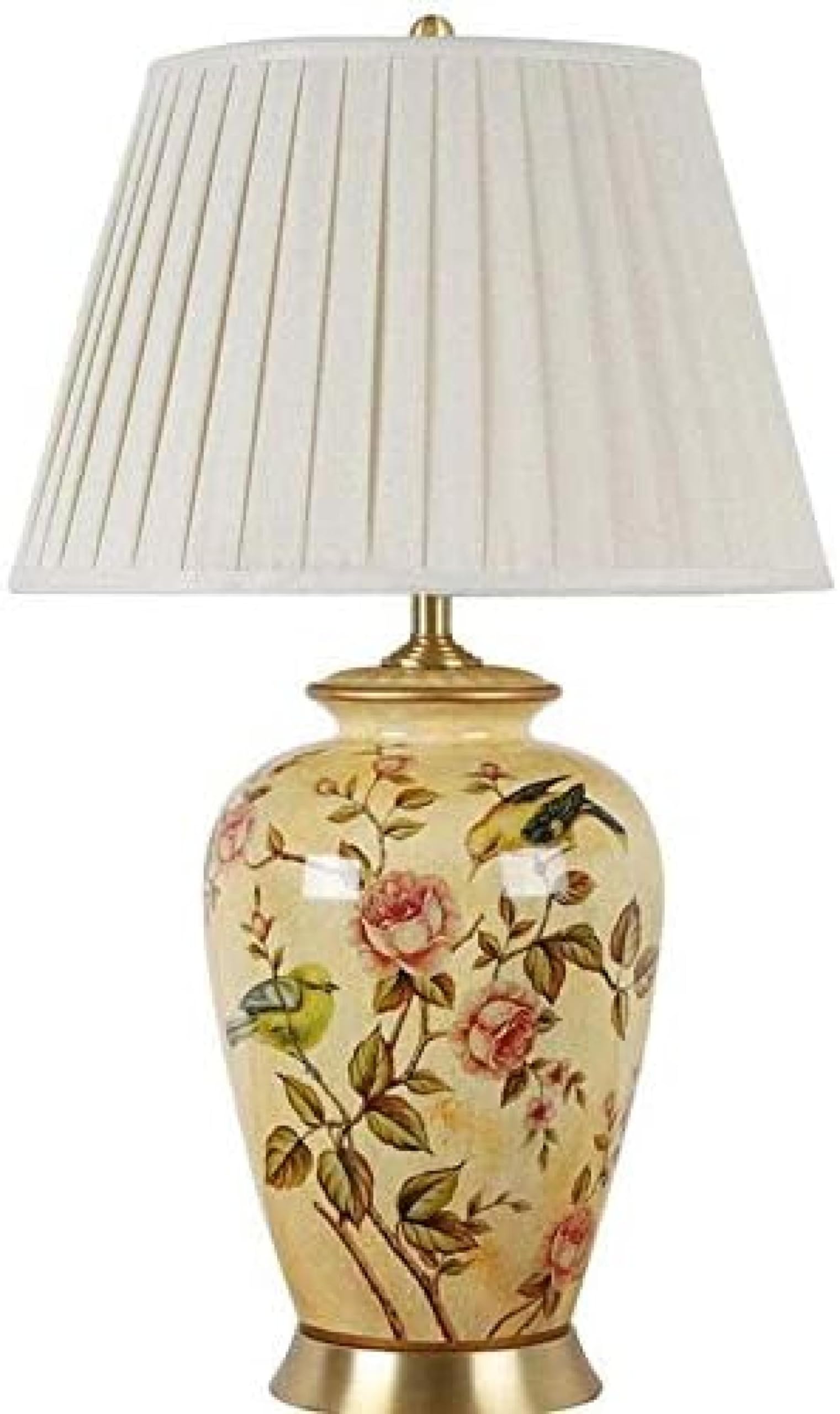 SGKOMN Table Lamp Bedroom Ceramic Table Lamp, High-Grade Porcelain Clay, Chinese Table Lamp Living Room Table Lamp Bedside Light Button Switch E27