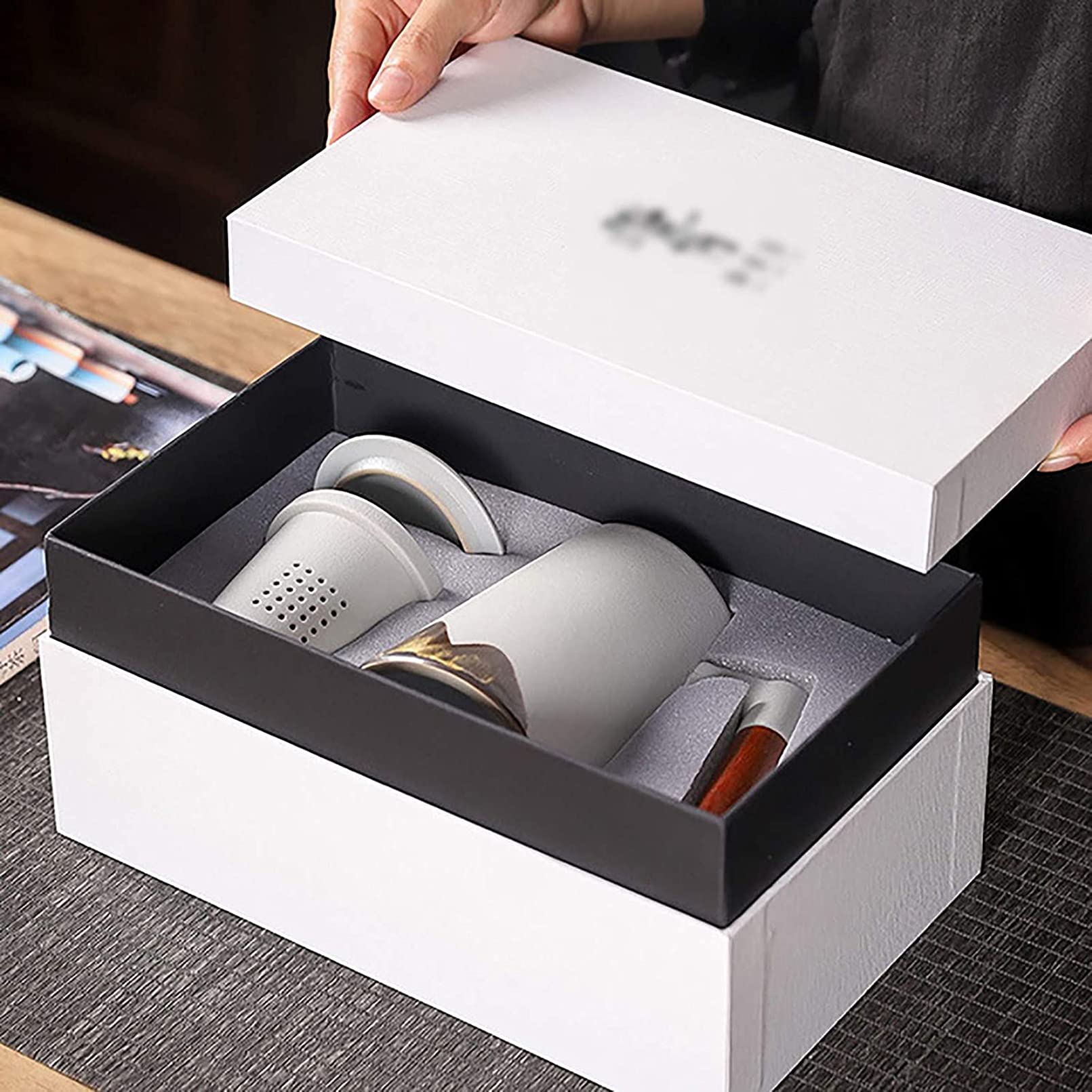 Tazze da tè in Ceramica con Coperchio, Elegante Tazza da caffè e cucchiaino da caffè, Tazza da tè per Famiglie di Amici Come Regalo a Sorpresa, Tazza da tè, Tazza in Porcellana