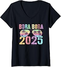 Womens Summer BORA BORA 2025 Vacay Honeymoon Vacation Matching V-Neck T-Shirt