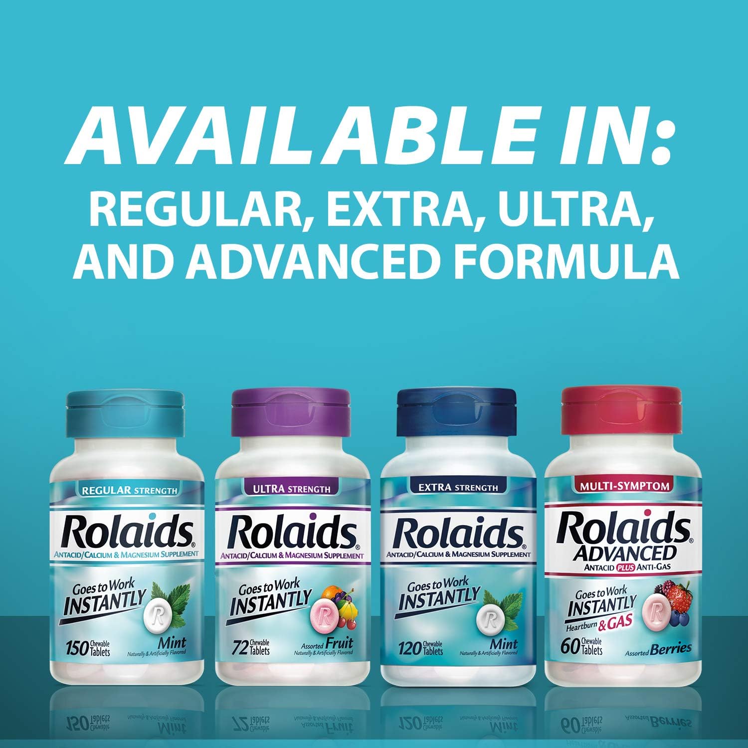 Rolaids Extra Strength Antacid Chewable Tablets, 120 Tablets, Mint Flavor, Extra Strength Heartburn Relief