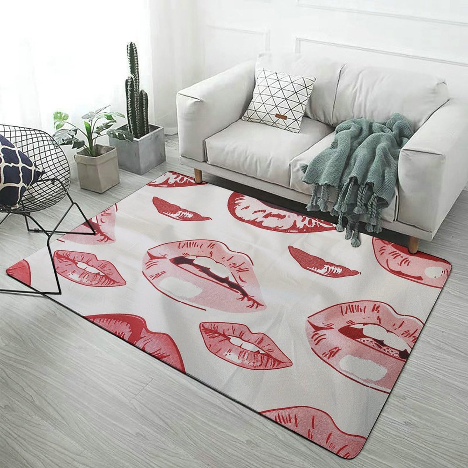 Tapis antidérapant lèvres rouges pour salon et chambre moderne