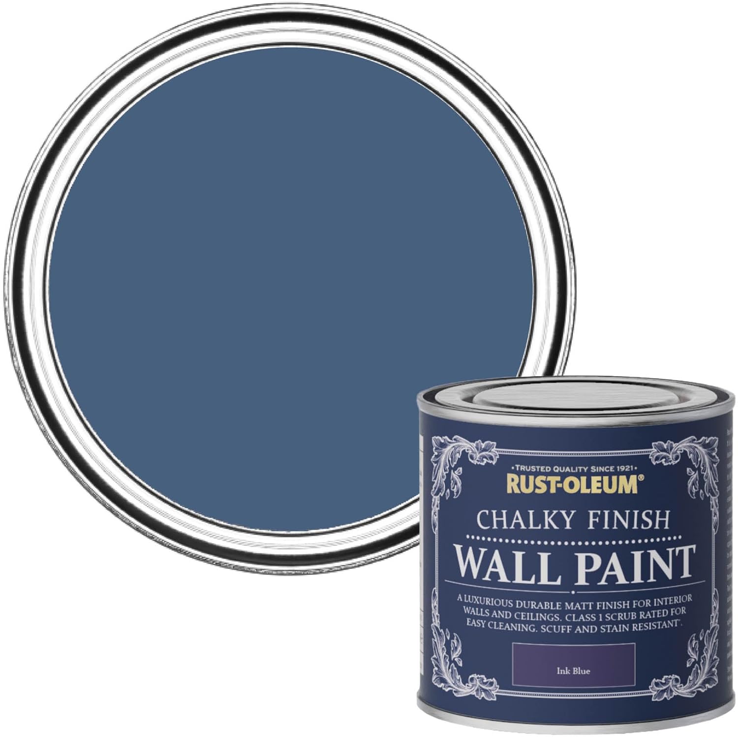 RustOleum Chalky Wall Paint Ink Blue 125ml Amazon.co.uk DIY & Tools