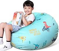 Vista 127 de Lukeight - Puf de almacenamiento de animales de peluche para niños, funda para puf de dinosaurio con cremallera para organizar la habitación