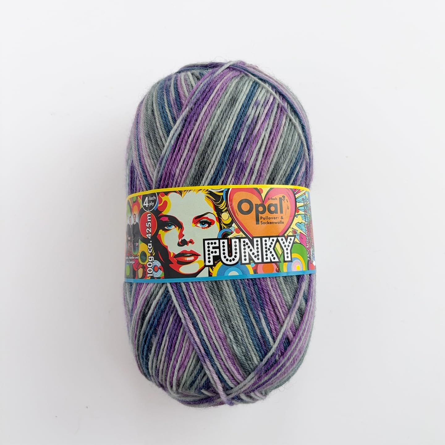 100g Opal Funky 4ply Sock Yarn, 75% Wool 25% Polyamide Space Dyed Yarns for Knitting & Crocheting, Fluffy Breathable for Socks, Sweater & Hats (11583)