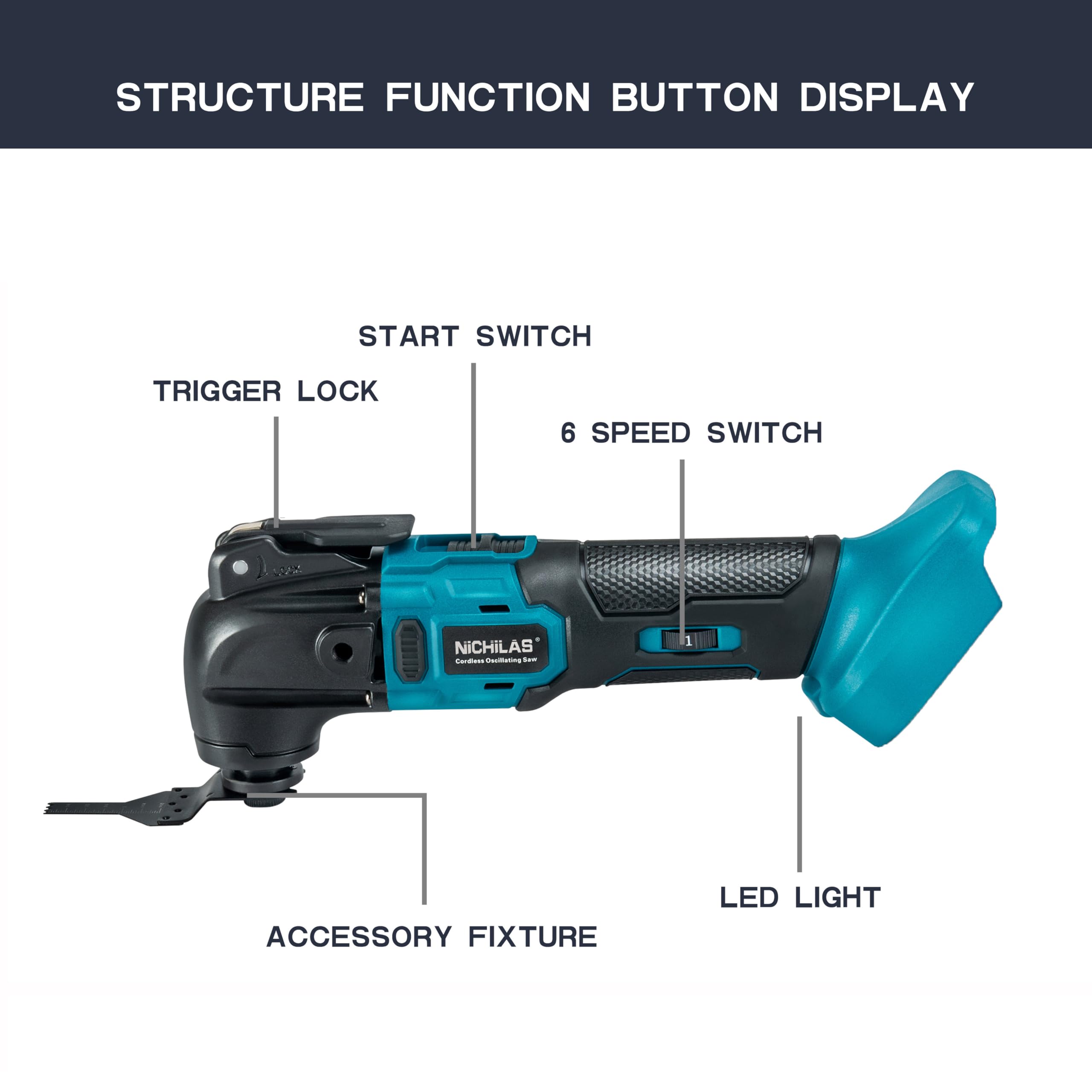 Makita Multitool 18v MaxEarn Akku-Multifunktionswerkzeug Mit 6 Titan Sägeblätter + 15 Makita 18v