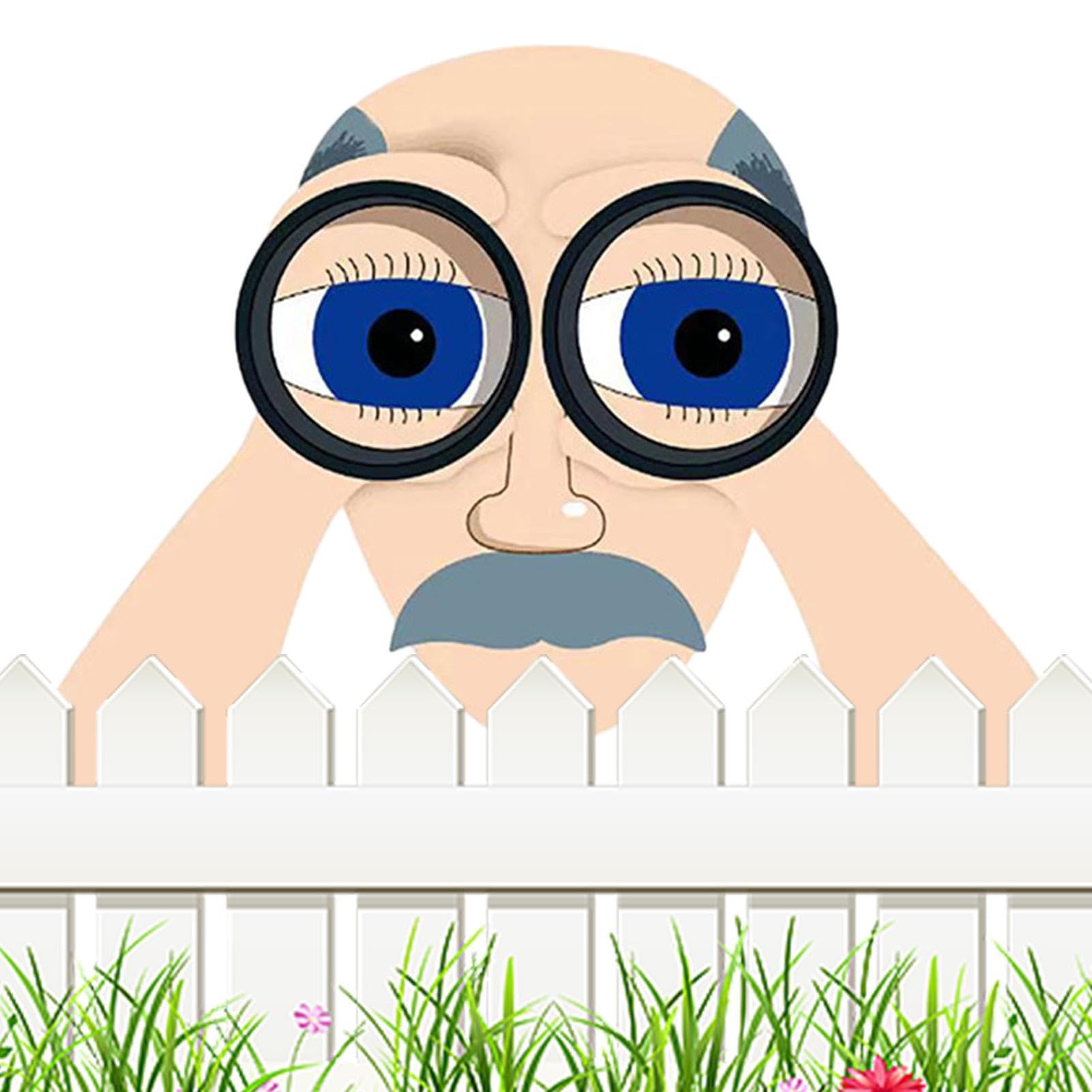 Zorq Women's A Funny Outdoor Signs - Lovely Old Man Nd Lady Fence Decoration | Garden Fence Sign Ornament, Peeking Binocular Spying Fence Peeker Yard Rt Decor