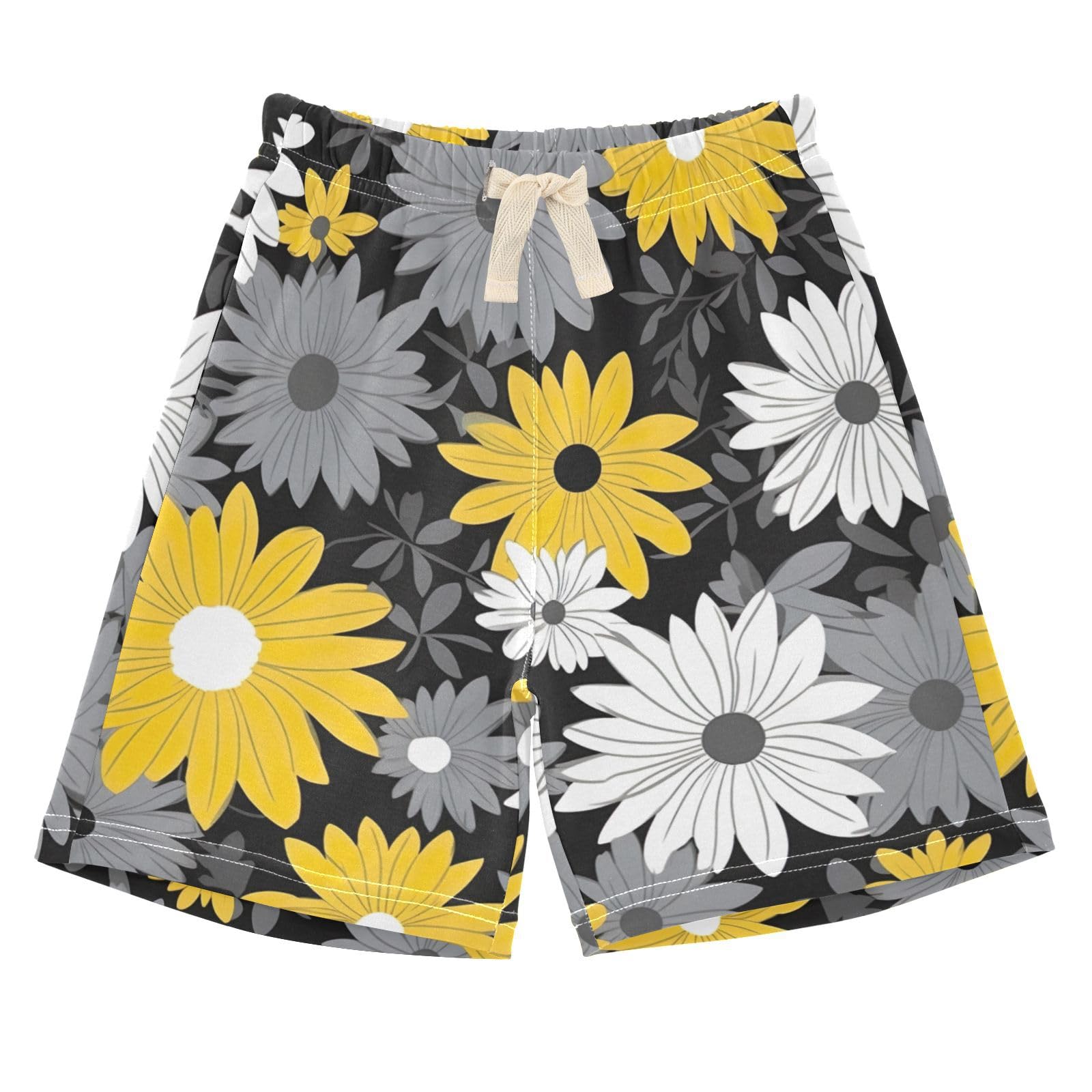 Unisex Baby Shorts White Yellow Gray Daisy Floral Cotton Shorts for Toddlers 3T 202a1979