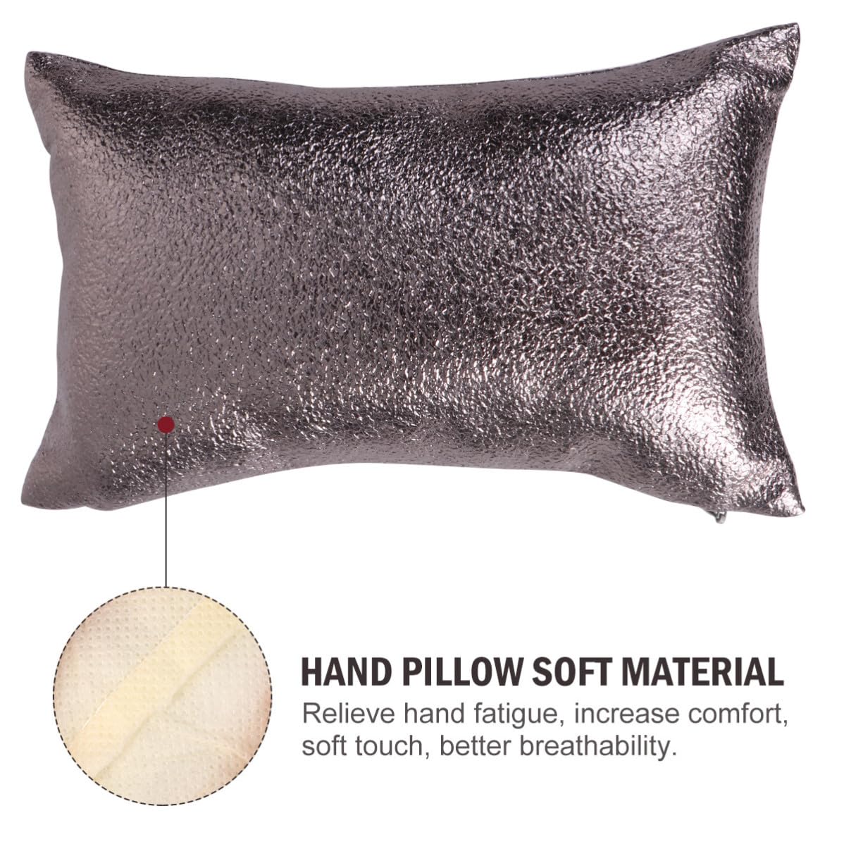2pcs Foldable Pu Leather Nail Hand Rest Cushion and Arm Rest Pillow for Nail Salon and Family Use Silver Manicure Accessories