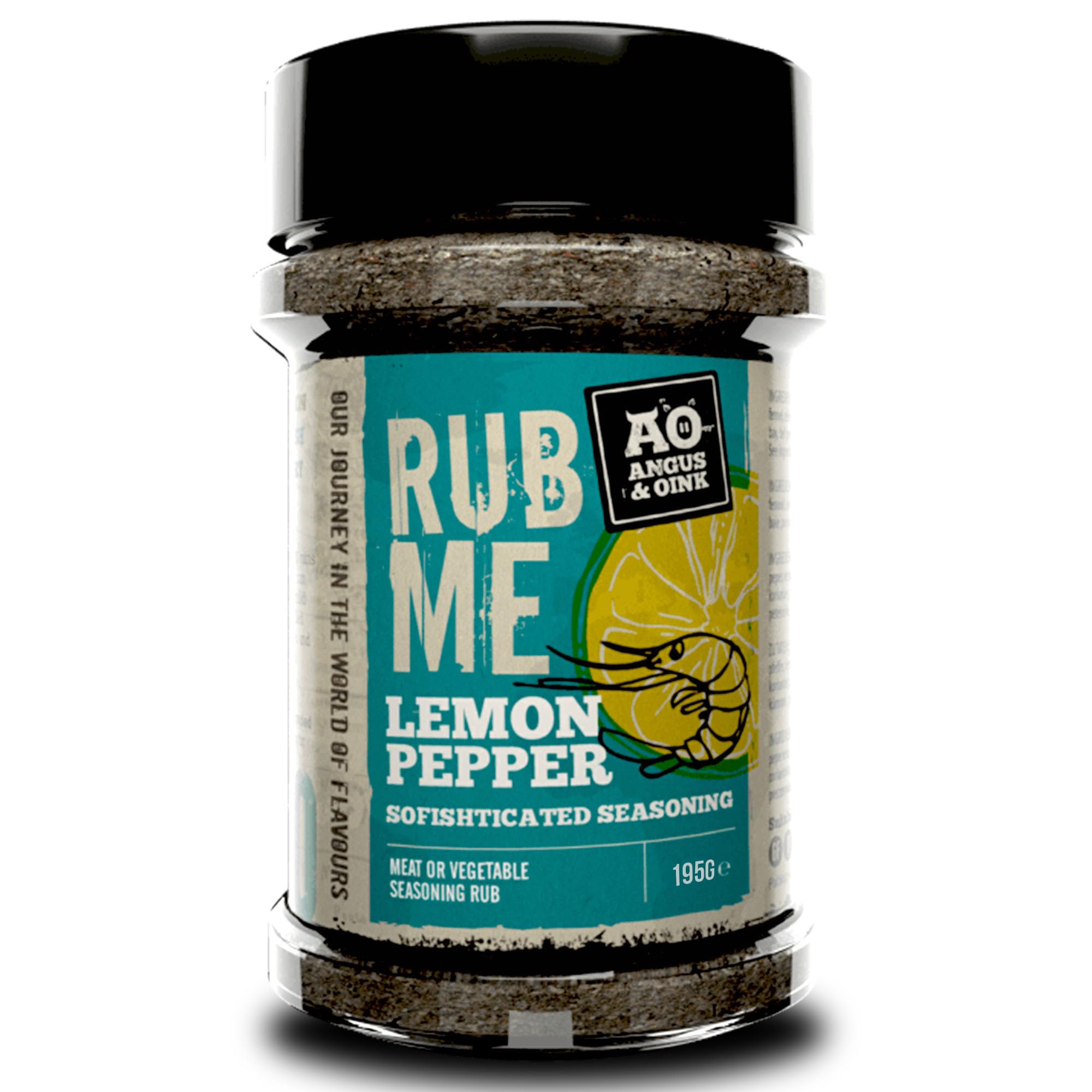 Angus & Oink | Lemon Pepper Seasoning | Sofishticated Citrus Flavour | Ideal for Seafood, Chicken & Pork | Fresh, Zesty & Herb-Infused | 195g