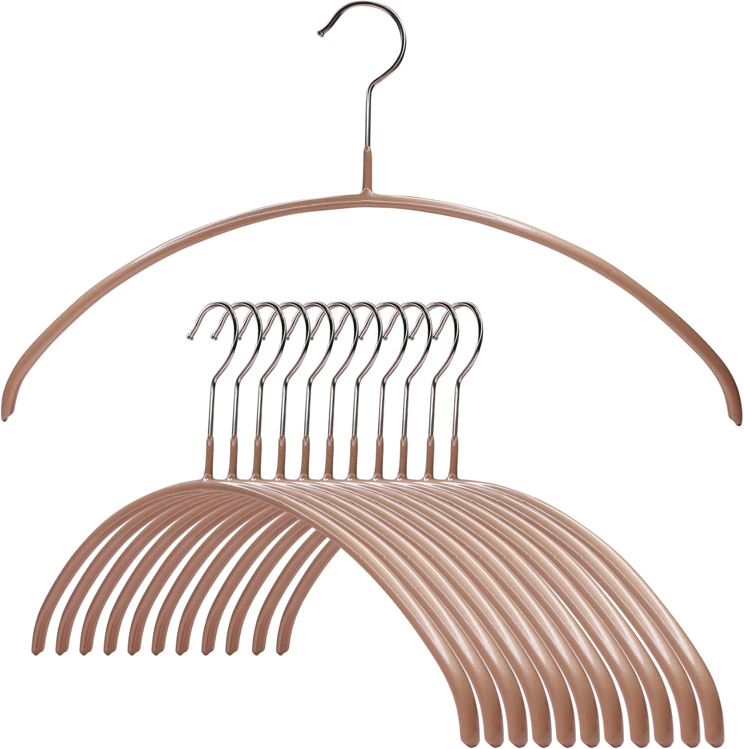MAWA by Reston Lloyd Steel Clothing Hanger with Non-Slip Coating, for Shirts, Blazers, Button-Downs, Sweaters, No Shoulder Lumps, 360-degree Rotatable Hook, Set of 12, Latte