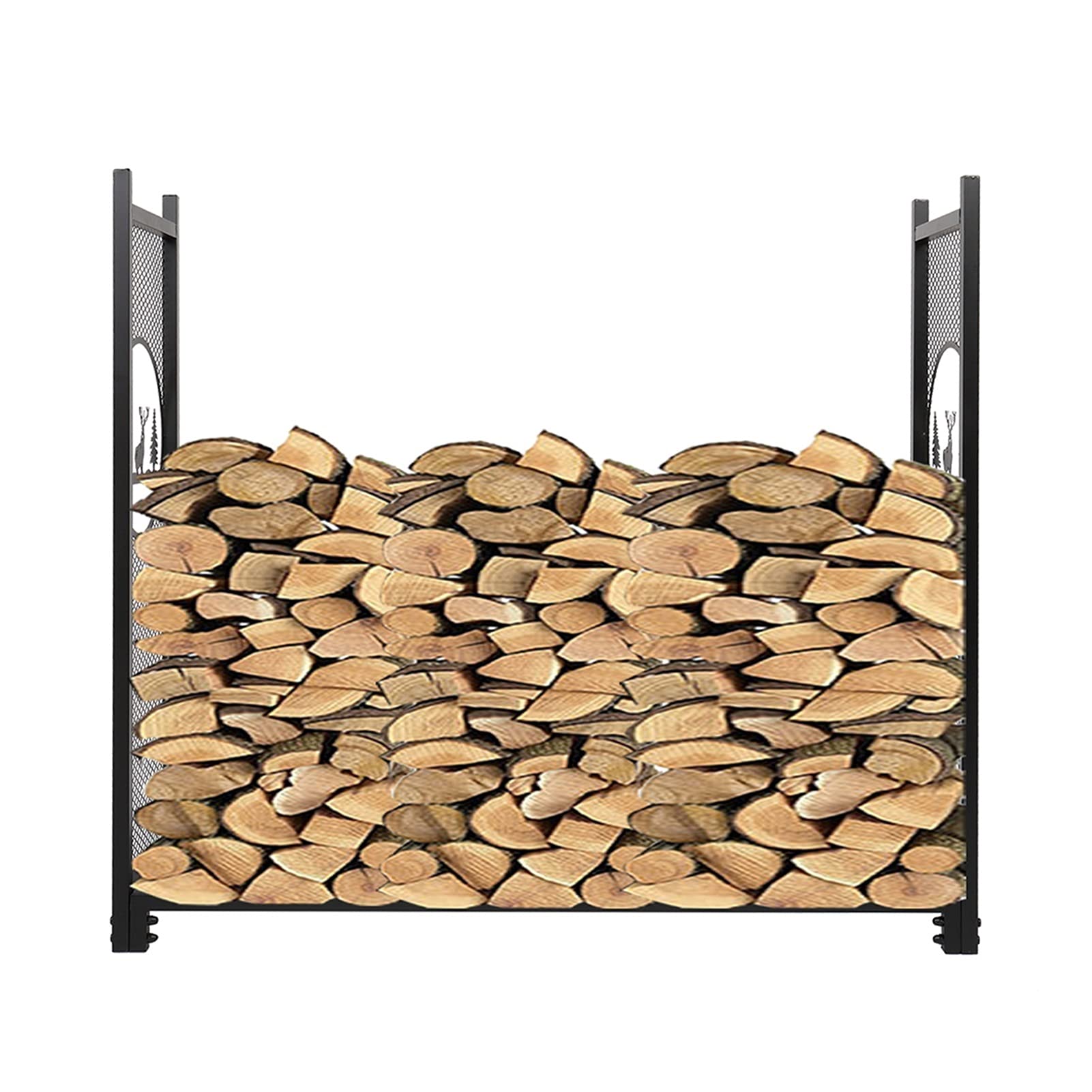 WaLdor Portalegna Camino Legna Legna da ardere Stand Stand Rack SCADUT SCATOL Montaggio in Ferro Nero con Motivo Animale Legnaia da Esterno