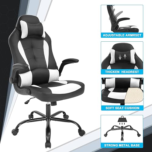 Miniatura 5 de Silla de videojuegos, silla de computadora, silla de escritorio, silla de juegos de PC, silla ergonómica de carreras de oficina para mujeres y
