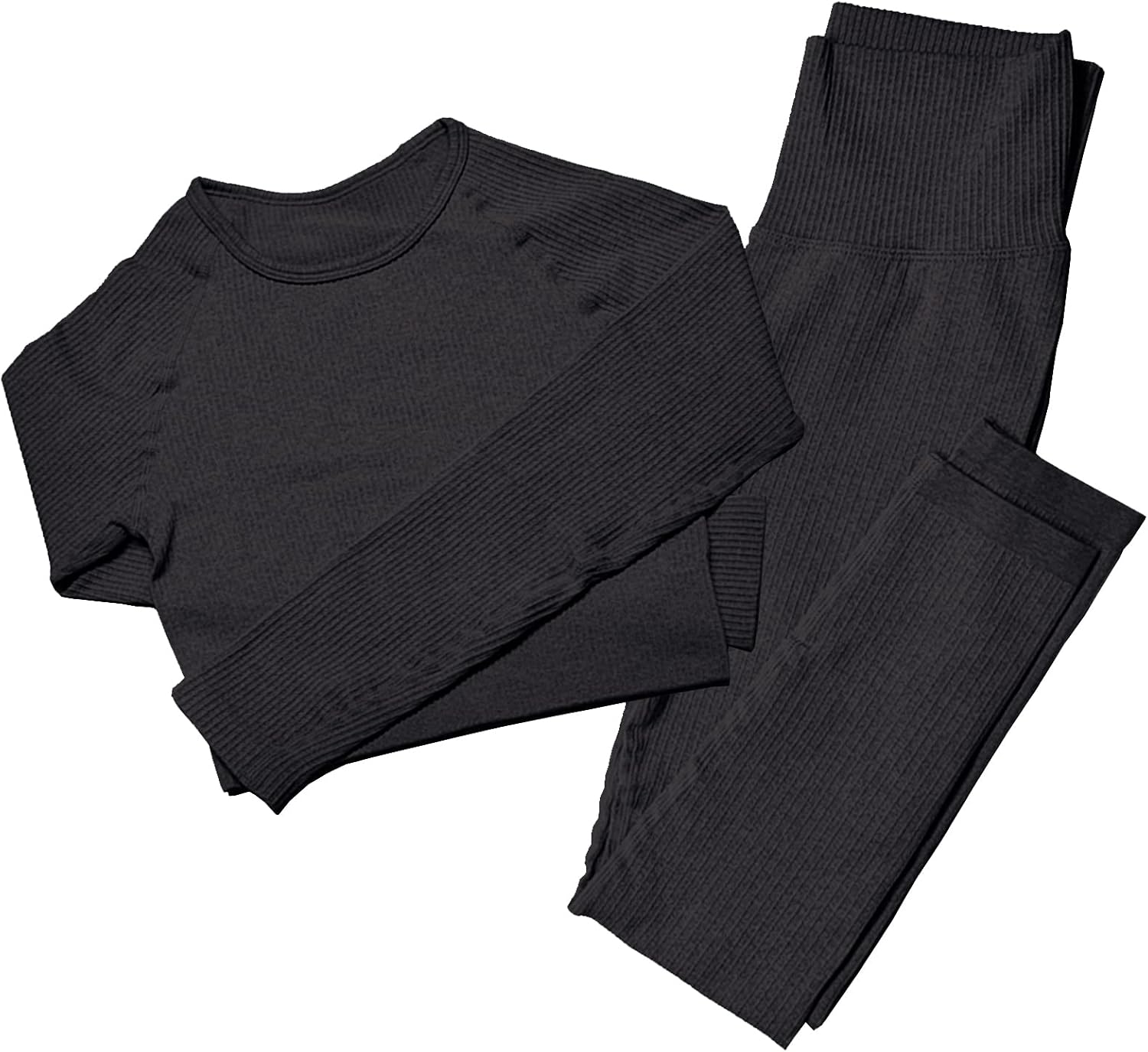 Mayround Gym Sets for Women 2 Piece Seamless Yoga Outfits Long Sleeve