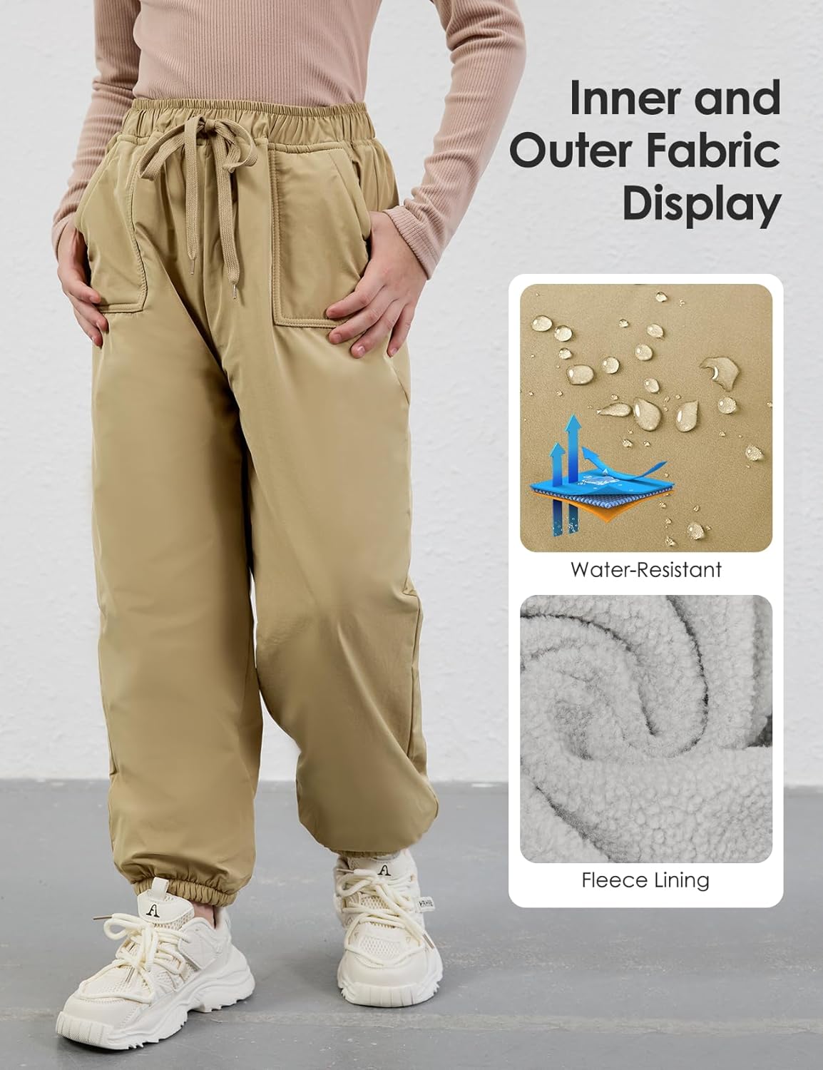 Gihuo Kids Snow Pants Fleece Lined Waterproof Rain Ski Hiking Pants for Toddlers Boys Girls - Image 5