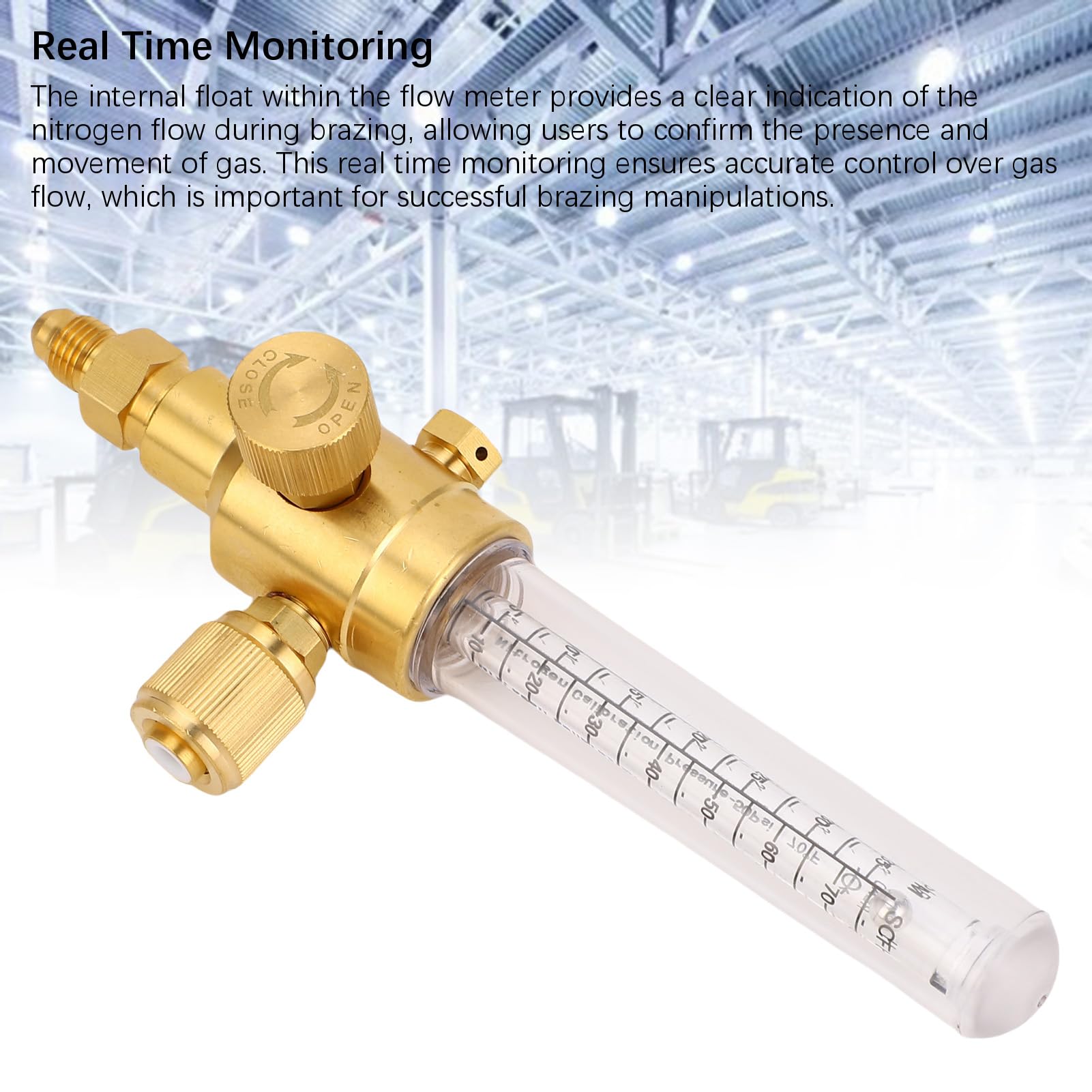 Generic Indicatore di Flusso di Azoto, Misuratore di Portata di Azoto a Doppia Scala Connessione di Ingresso e Uscita Svasata 1/4 Pollici, Flussometro per Brasatura