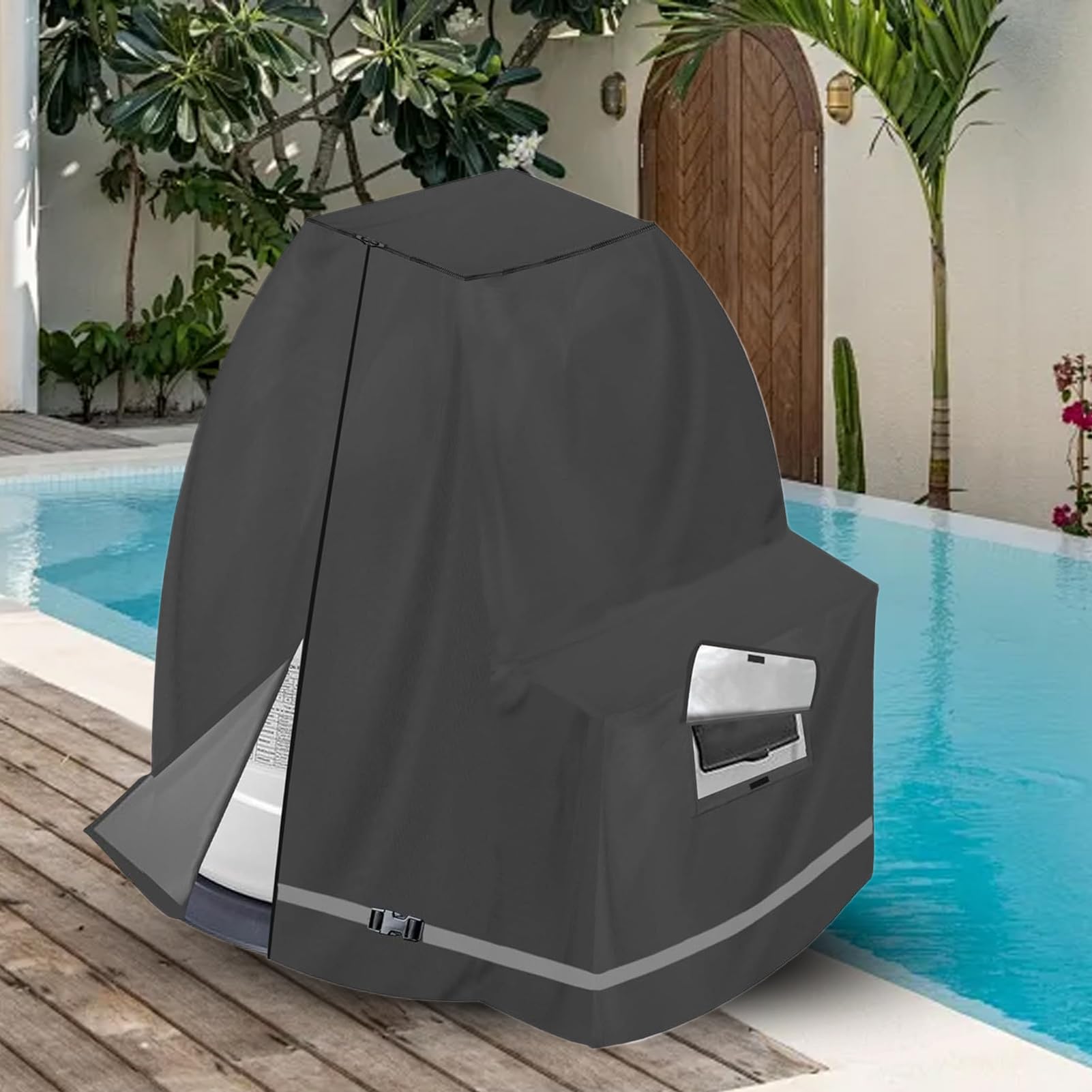 Coperchio per Filtro Piscina Involucro Pompa Piscina 420D Rivestimento | Copertura Filtro Anti-UV Impermeabile Adatta 35-40 cm Protezione Bambini e Risparmio Acqua Esterno