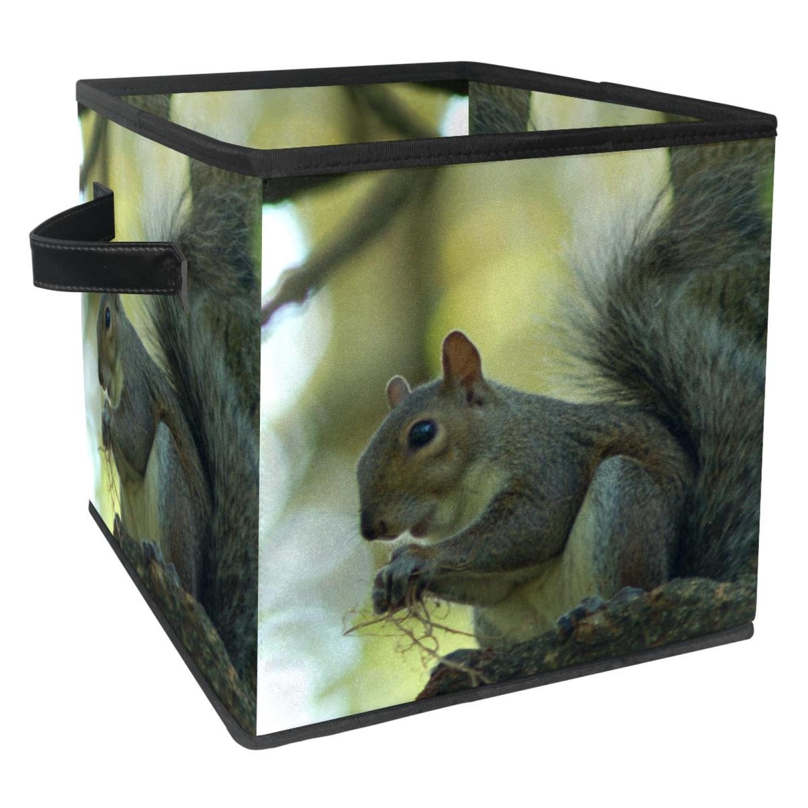 Boîte de rangement pliable en tissu cube gris écureuil pour placard