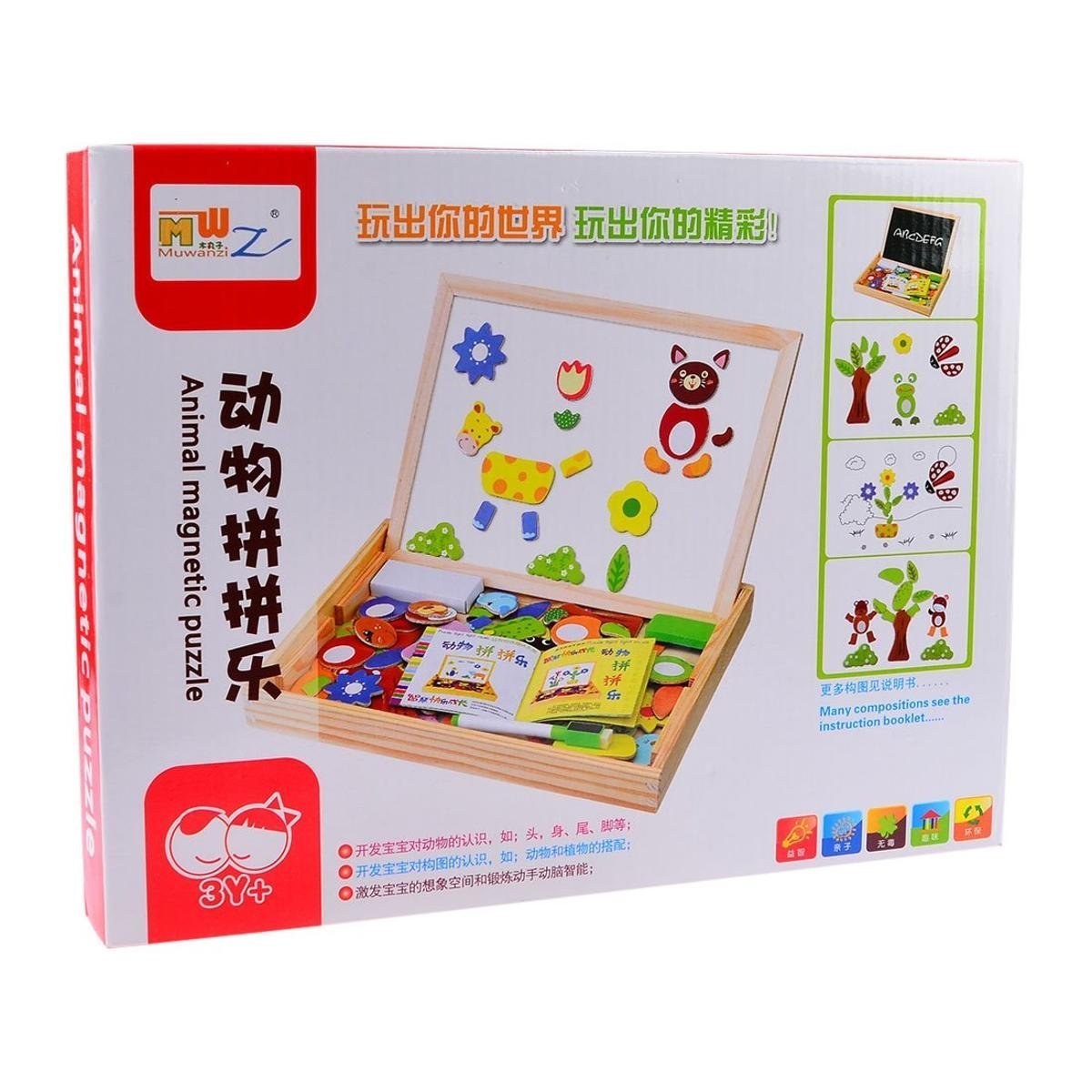 Tickles Wooden Animal Magnetic Drawing Board Puzzle Painting Blackboard Learning & Education Toys 2 yrs Plus
