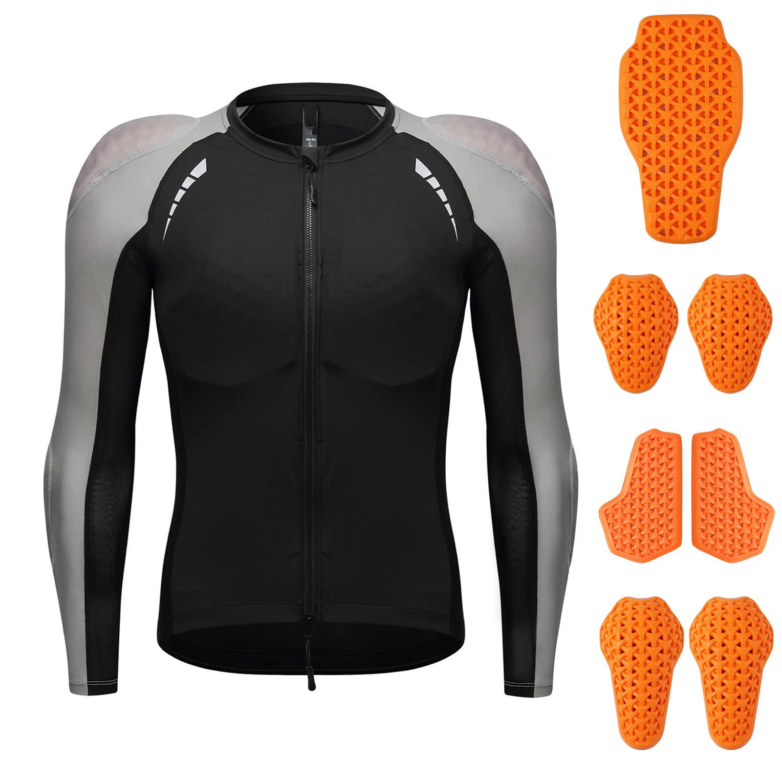 Giacca Moto Mesh Estate Uomo, Maglia Corazzata Moto Traspirante con 7 Protezioni, Alta Elasticità Leggera Riflettente Pendolare Urbano Guida Fitness Palestra Abbigliamento