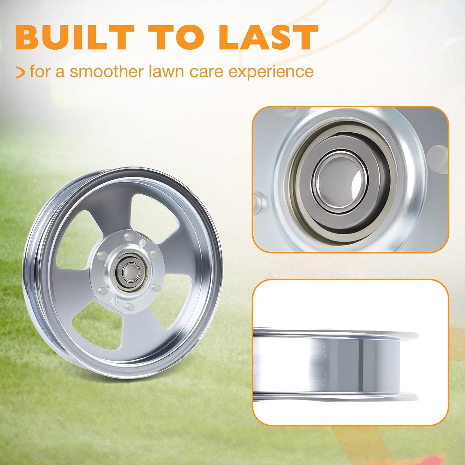 5104717YP Idler Flat Pulley Compatible with Ferris 500S F160Z FW45 IS2600Z IS3200Z IS700Z ISX3300 SRSZ1 SRSZ2 SRSZ3X, Lawn Mower Deck Pulley Replaces for 5102831, 5104717, 3 Pack
