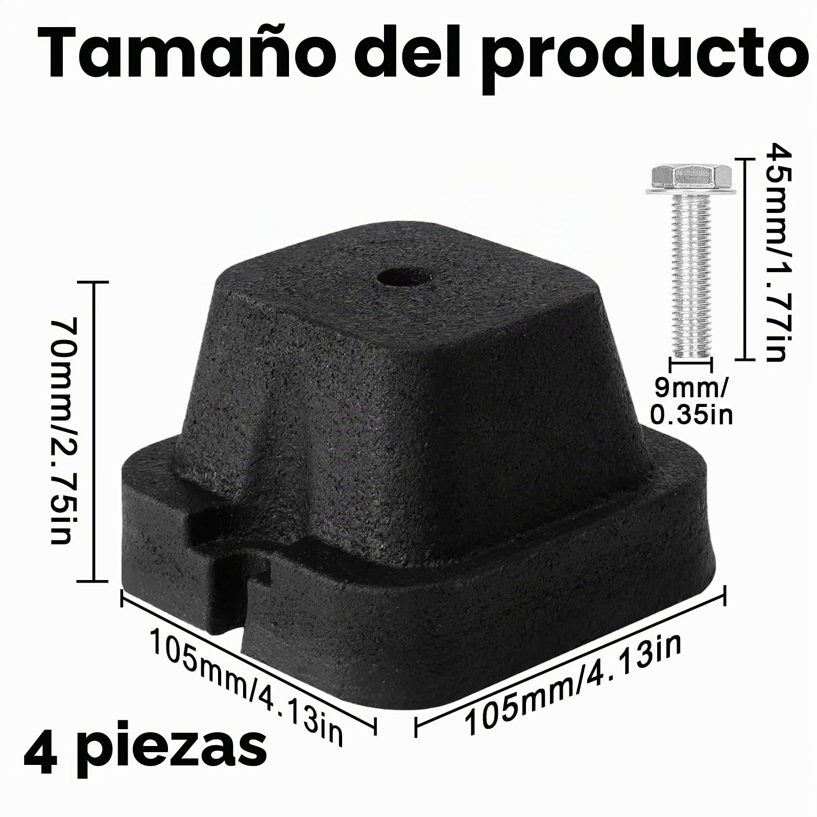 4 piezas de zócalos de goma amortiguadores para unidad exterior de aire acondicionado y bomba de calor, patas antideslizantes antivibración, amortiguadores de vibración y oscilación