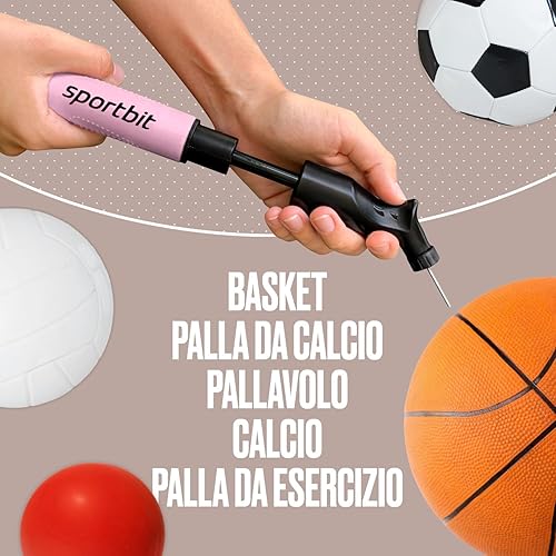 Miniatura 5 de SPORTBIT Ball Pump for Sports Balls - Push & Pull Inflating System - Hand Pump for All Exercise Balls - Volleyball Pump, Basketball Inflator,