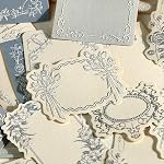 120Pcs Vintage Scrapbook Decorative Paper Set, Embossed Pattern Small Writing Notes Paper Blank Card 4 Boxes for Scrapbooking Junk Journaling Card Making Gift Tags Labels Non-Sticky