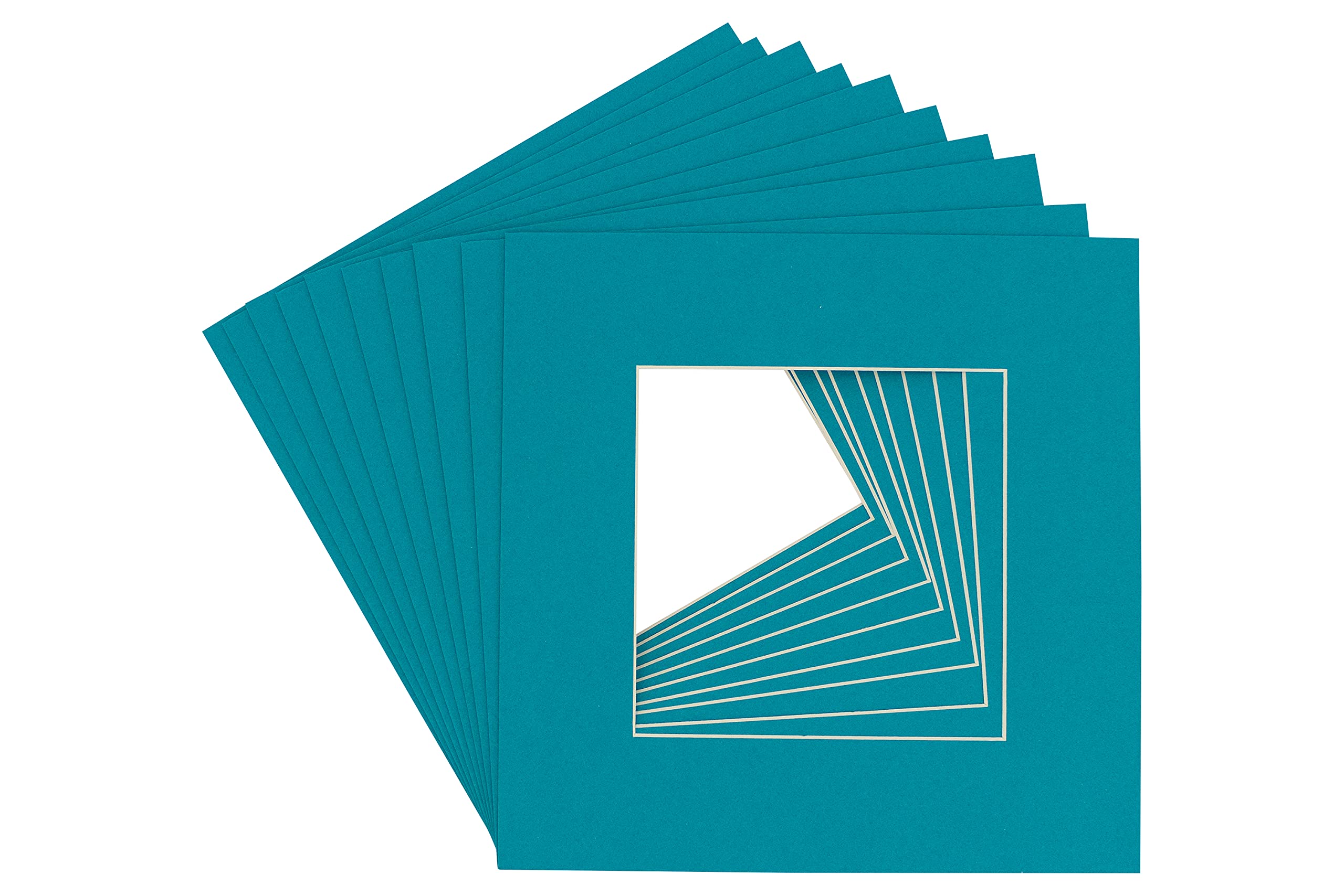 CountryArtHouse Teal Blue Acid Free 13x13 Square Picture Frame Mat with White Core Bevel Cut for 9x9 Pictures - Fits 13x13 Frame - Pack of 1 Matboard Show Kit with Acid Free Backing & Clear Bag