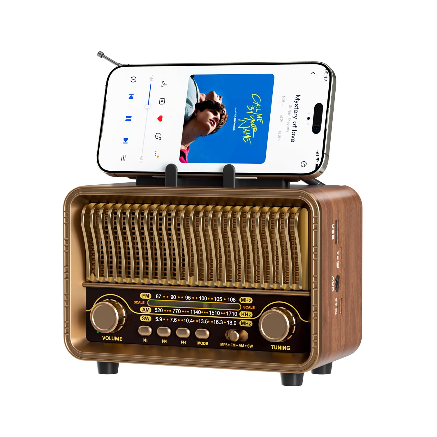 Portable Radio AM FM SW Bluetooth Speaker Recharge/D Batteries