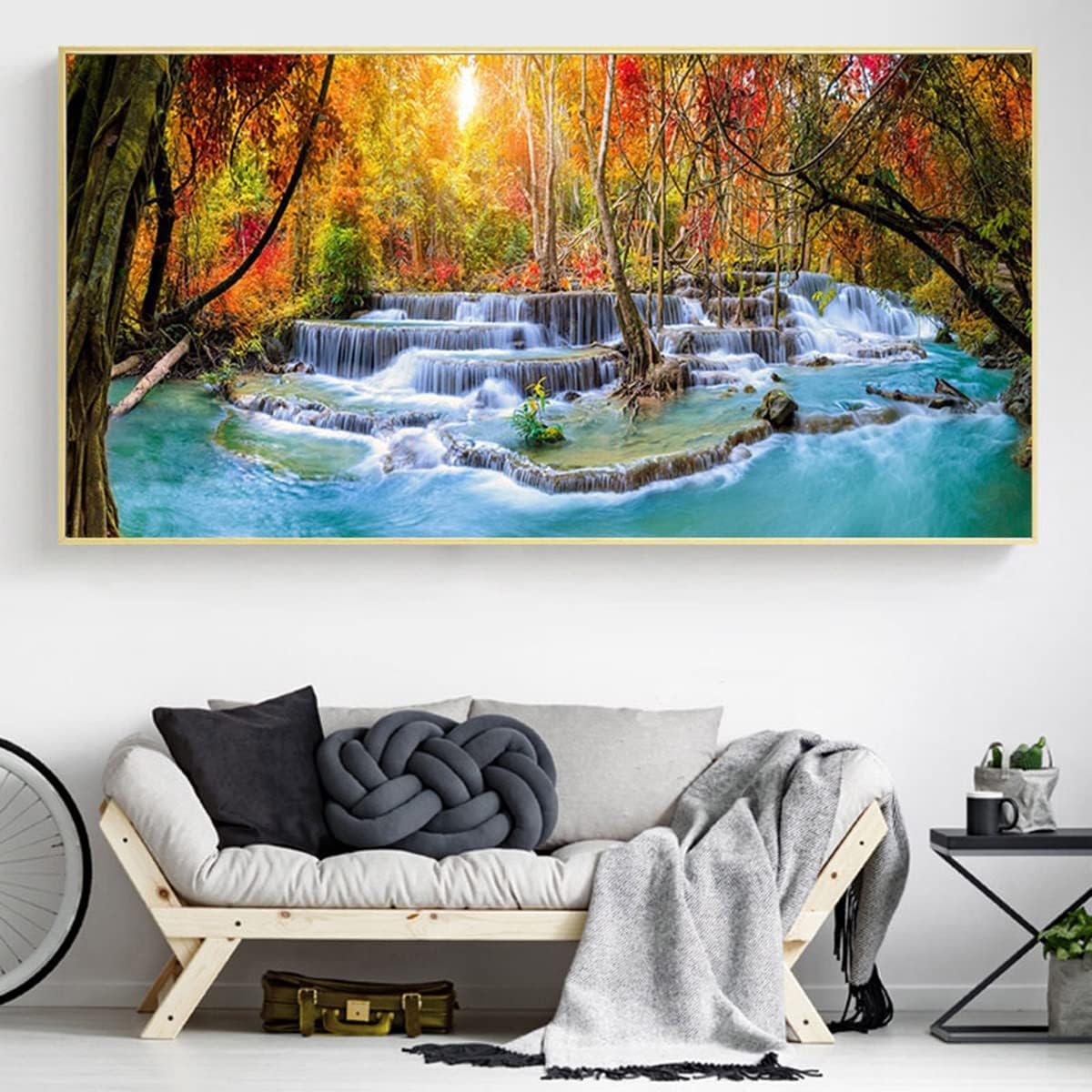 Instarry 5D DIY Diamond Painting Kits for Adults Large Size Full Drill Forest Waterfall Cross Stitch Mosaic Living Room Decor 39.4x19.7 inch