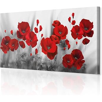 decomonkey Wandbilder Blumen Mohnblumen rot 120x40 cm 1 Teilig Kunstdruck