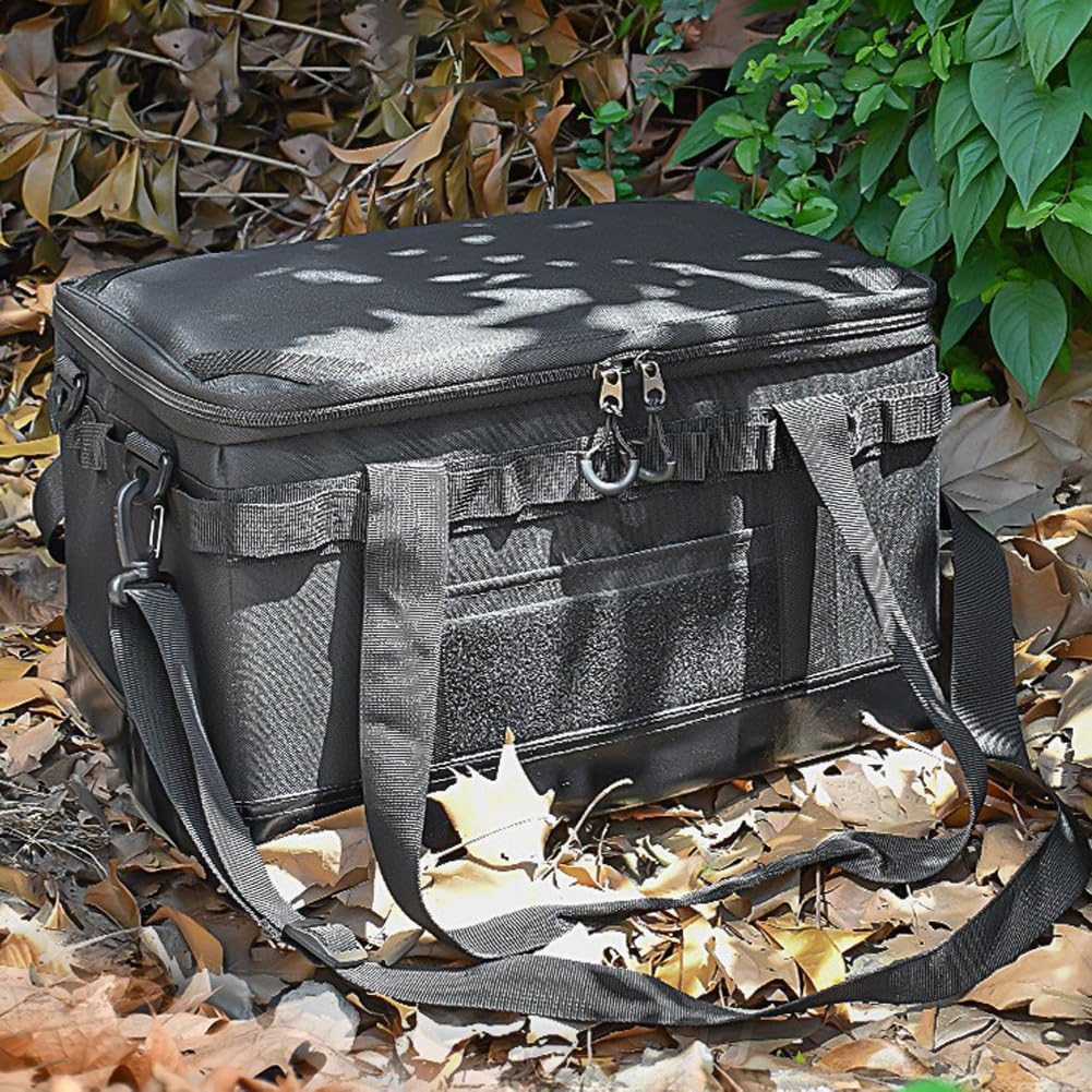 32/47L Organizzatore di utensili da cucina Multi scomparti Borsa da campeggio esterna Borsa da campeggio Multifunzionale impermeabile for escursionismo Arrampicata (Borsa morbida nera)