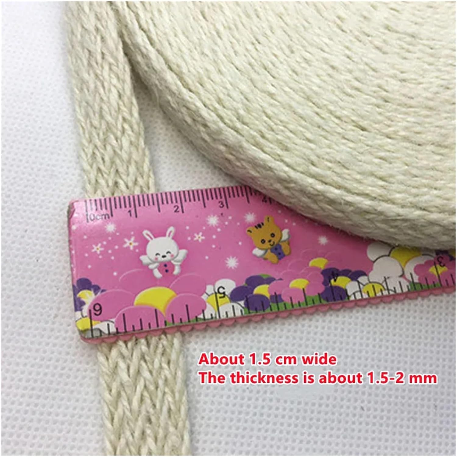1 Pcs Colorful Flat Hemp Rope, Handmade DIY Woven Storage Basket, Flower Pot, lace Ribbon, Decorative Rope Accessories, 1.5cm X 10m(White)