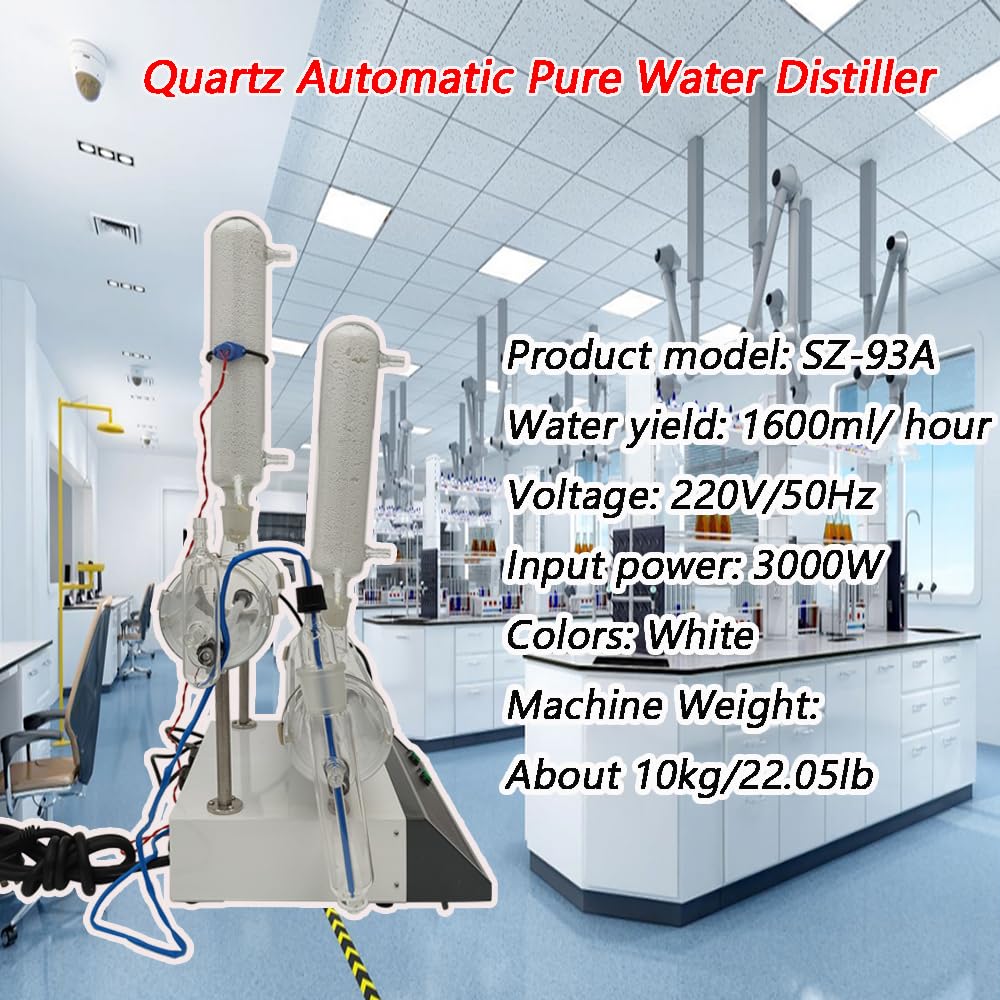 Quartz Automatic Pure Water Distiller Double Distillation Lab Use Double Pure Water Distiller Evaporation Instrument Apply to Prepare Secondary Distilled Water in Laboratory