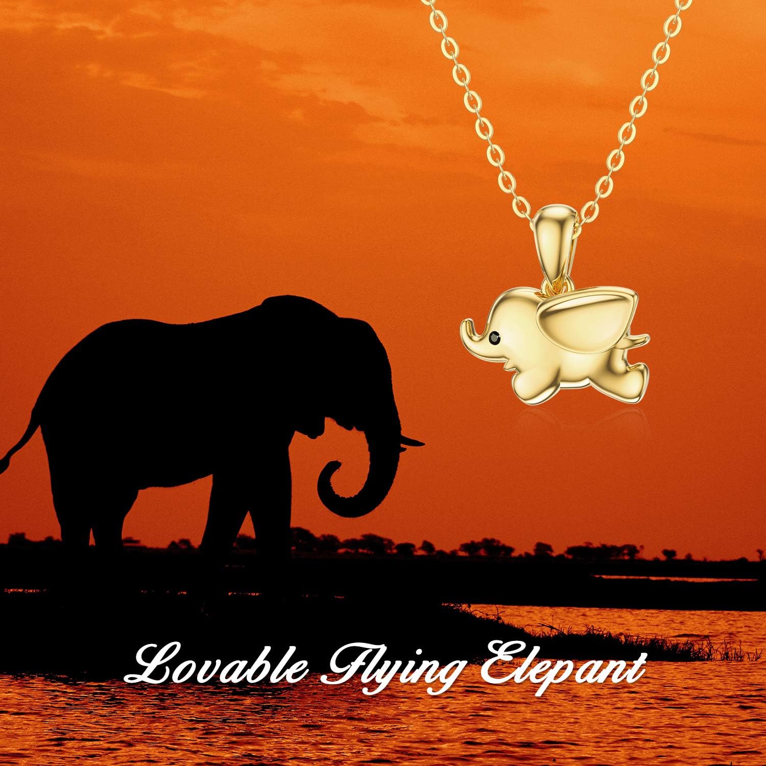 14kt Solid Gold Elephant Necklace for Women, Real Gold Cute Animal Lucky Pendant Love Jewelry Gift for Her, Mom, Wife, 18 Inch - Image 6