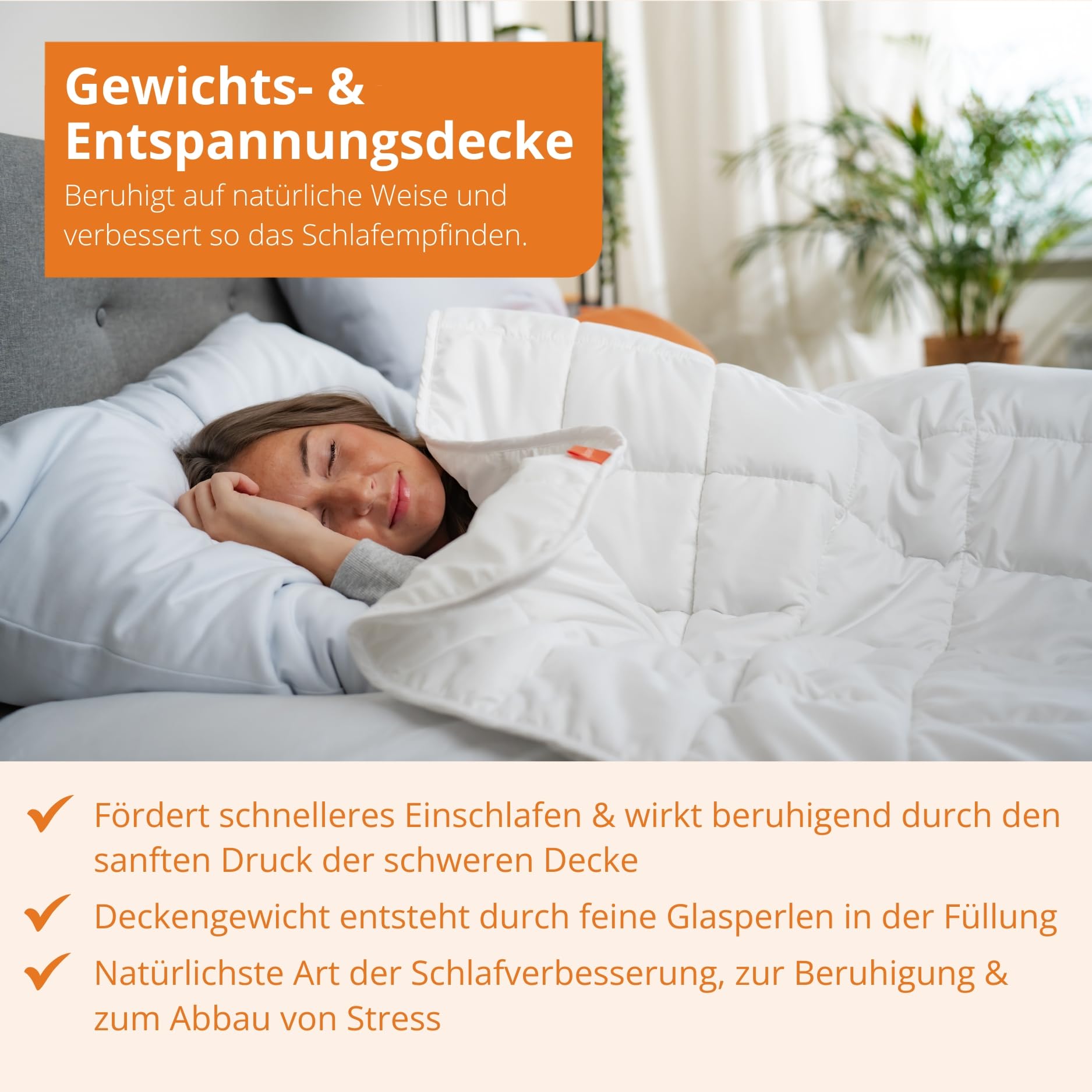 sleepling Gewichtsdecke 135x200 cm, 4 kg, Therapiedecke, Entspannungsdecke | Schwere Decke mit Glasperlenfüllung gegen Stress und Schlafstörungen, Für Erwachsene, Weighted Blanket 135 x 200, Made in EU