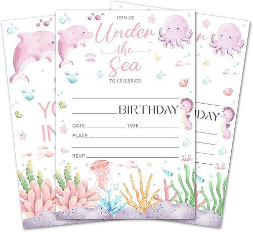 Miniatura 30 de Tarjetas de invitación de cumpleaños con lazo rosa, invitaciones de fiesta de cumpleaños para niñas, decoraciones y suministros para fiestas de