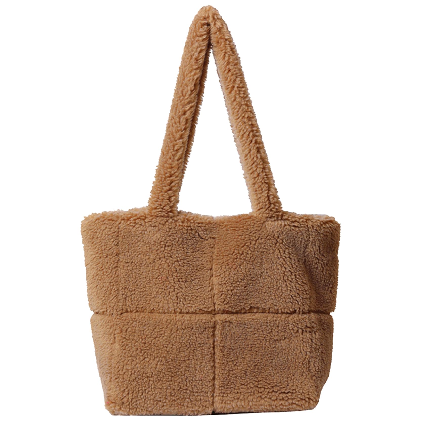 Plush Tote Bag Faux Fur Cute Handbag Large Capacity Simple Furry