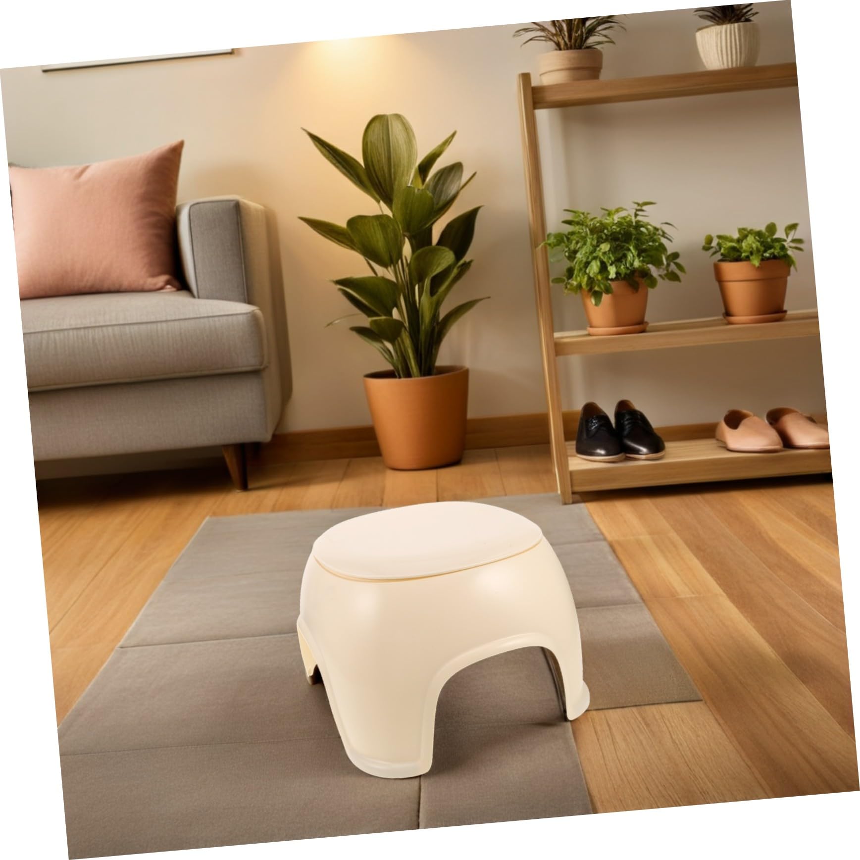 Anneome Sgabello Plastica Piccolo con Ripiano Cartone Antiscivolo per Pedicure Manicure con Spazio Ripostiglio per Casa Bagno Salone Cucina