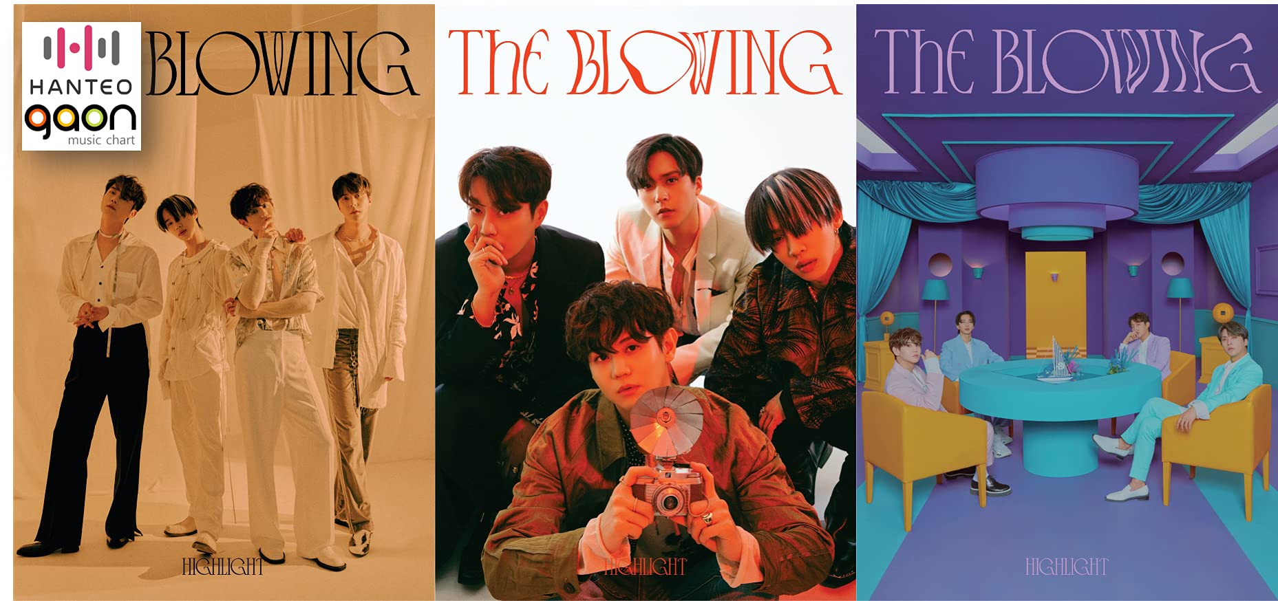 Kakao Highlight - The Blowing [Breeze+wind+Gust Full set ver.] (3rd Mini Album) [Pre Order] 3CD+3Photobook+3Folded Poster+Others with Tracking, Extra Decorative Stickers, Photocards