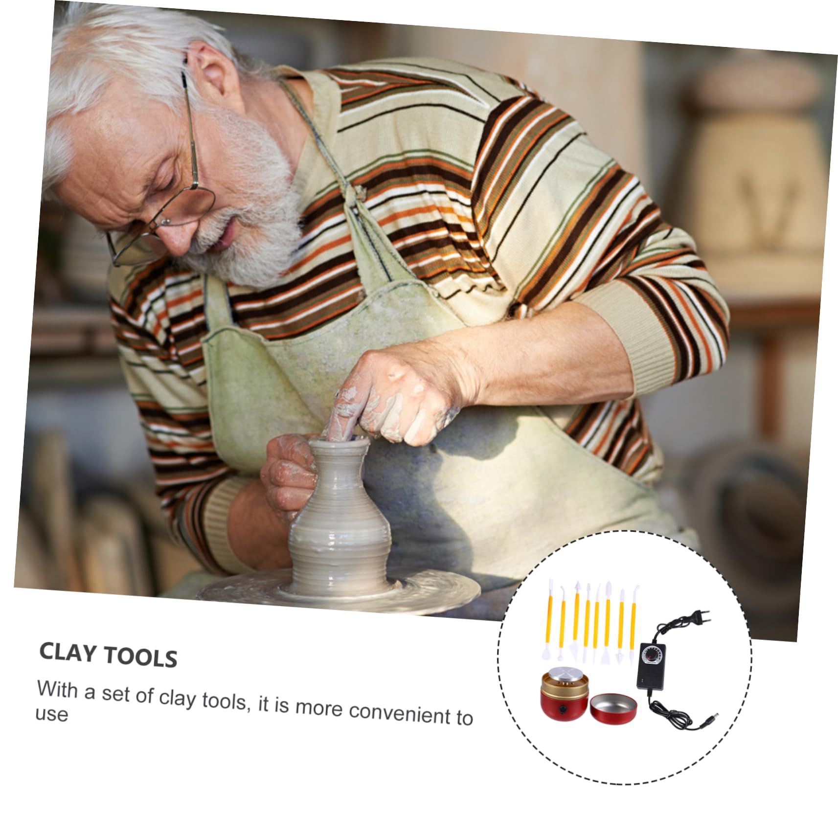 TEHAUX Kleiner Töpfermaschine mit Drehscheibe aus Edelstahl mit Modellierwerkzeug Höhenverstellbar für Unterricht und Heimwerken