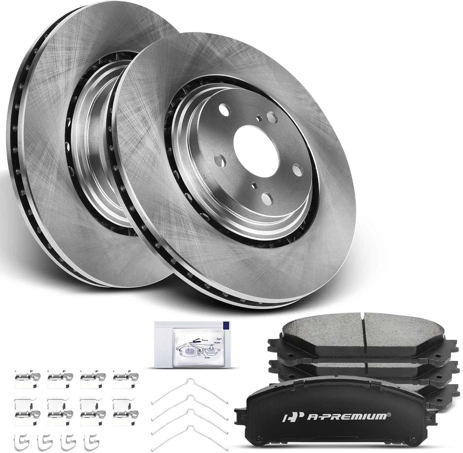 A-Premium 12.91 inch (327.91mm) Front Vented Disc Brake Rotors + Ceramic Pads Kit Compatible with Select Lexus and Toyota Models - NX200t, NX300, NX300h, RX350, RX450h, Highlander, Sienna, 6-PC Set