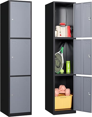 Armario metálico de 3 puertas de 71 pulgadas para empleados, armario de almacenamiento, casillero escolar, hospital, gimnasio, casillero requiere