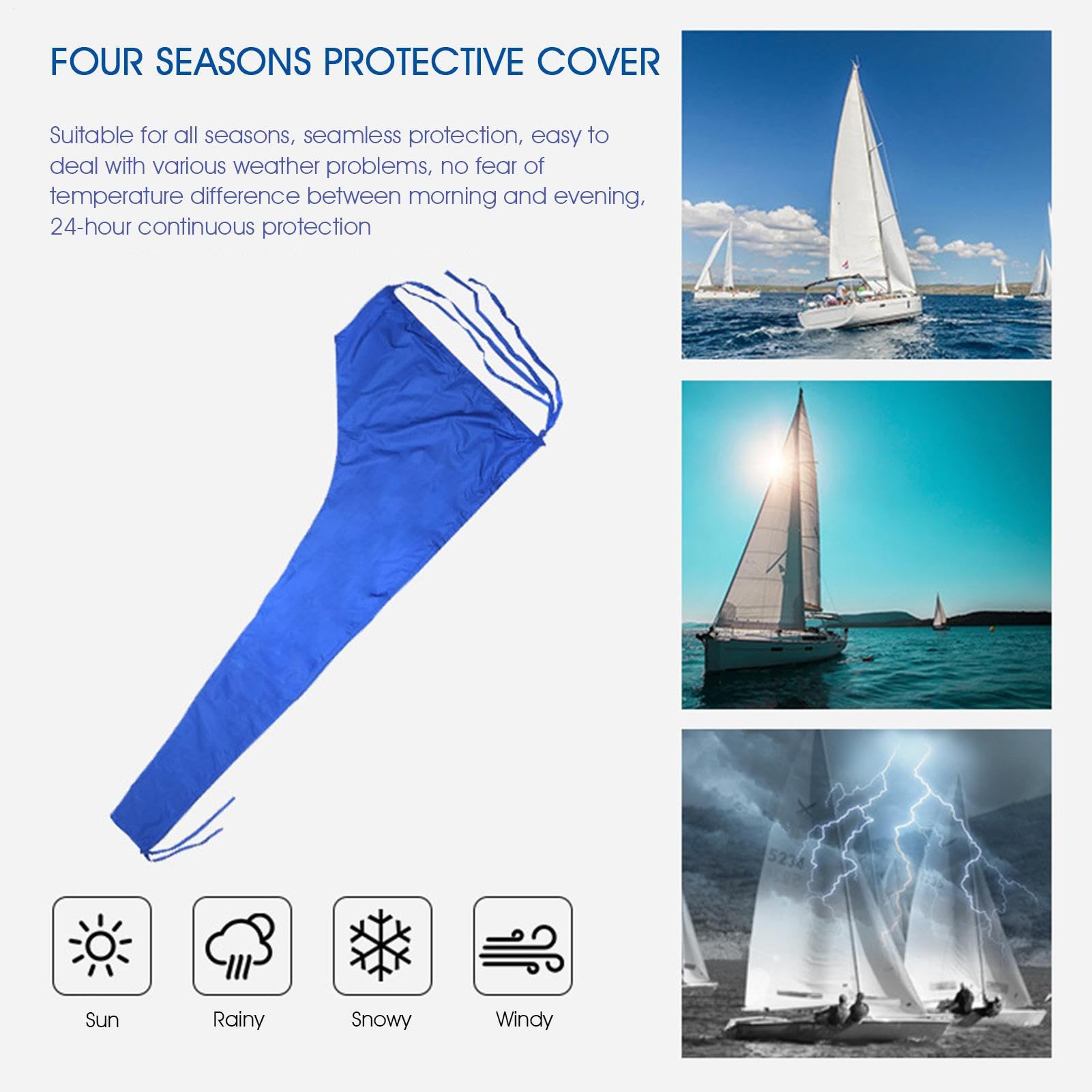Copertura per vele per barche | Copertura della barca del boma della randa,Addensare la manica della 210D per 8-9Ft 9-10Ft 10-11Ft 11-12Ft 12-13Ft Wind Parasole Snow Cover Boom Sail