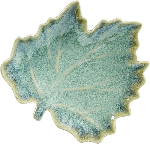 VOMANA Plato de cerámica para joyas, bandeja de cerámica verde, plato de porcelana versátil para baratijas de porcelana, cuenco decorativo para