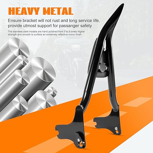 Miniatura 6 de Eumti Barra de sissy alta para modelos Harley Touring de 25 pulgadas, respaldo trasero desmontable del pasajero de liberación rápida compatible con