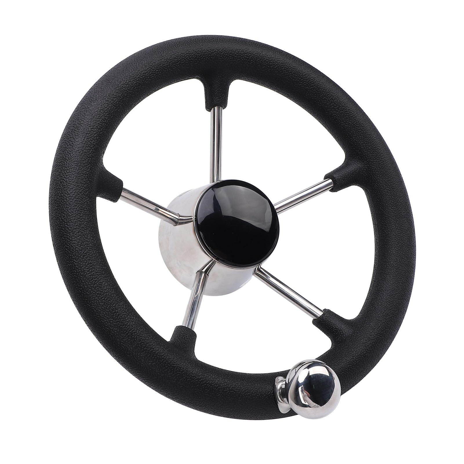 Volante para Barco de 11 Pulgadas, 5 Radios, 25 Grados, Acero Inoxidable 304 Volante para Barco de 11 Pulgadas, 5 Radios, Acero Inoxidable 304 de 25 Grados con Agarre de Espuma para Barcos,